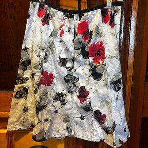 Nicname Floral Pink, White & Black A-Line Midi Skirt 6P
